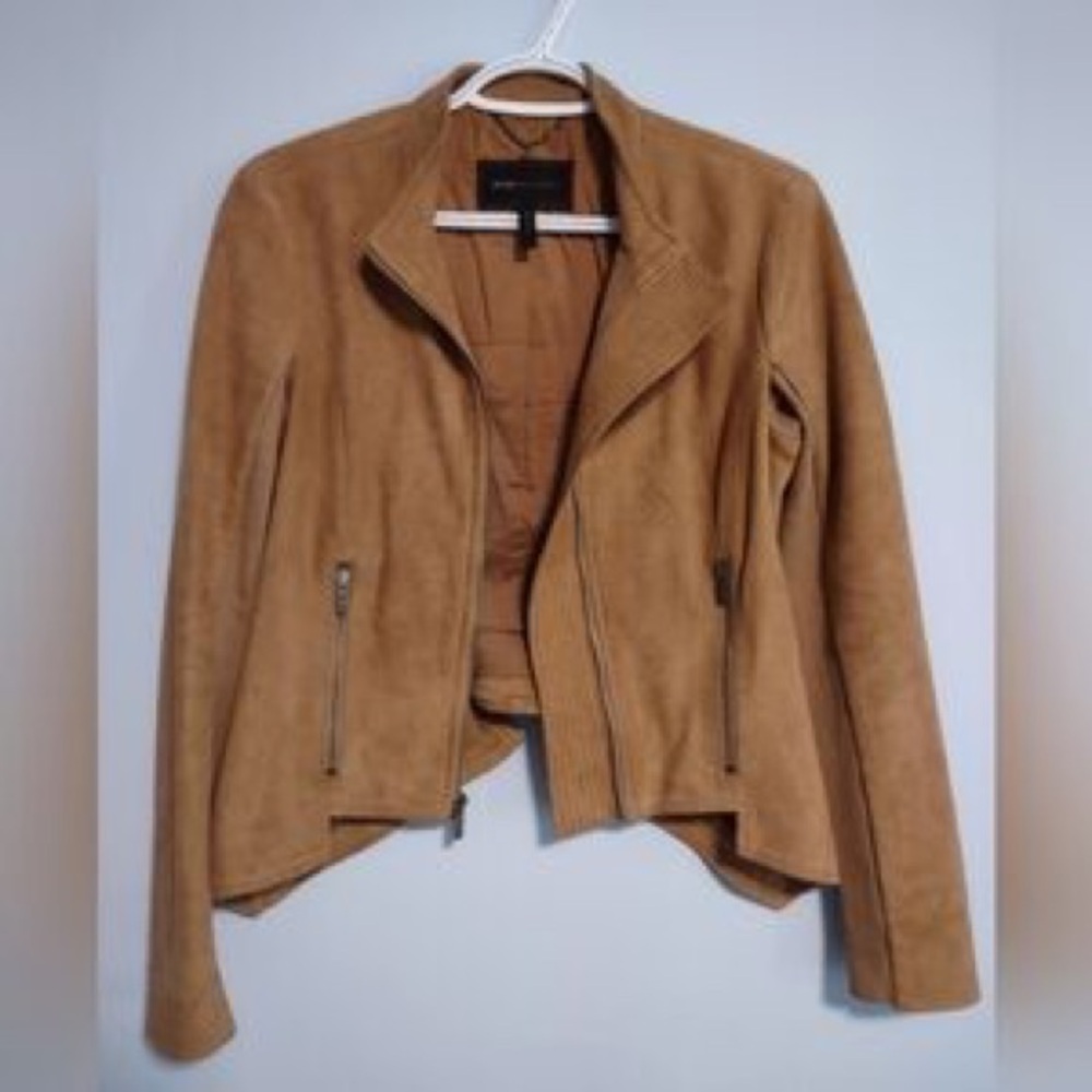 Women's Tan Suede Moto Jacket